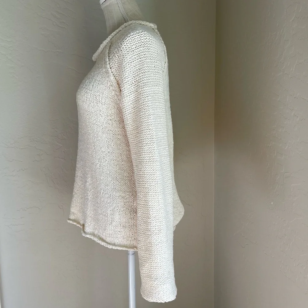 Elan Women's Ivory Crewneck Knitted Sweater with‎ Open Back Size: M